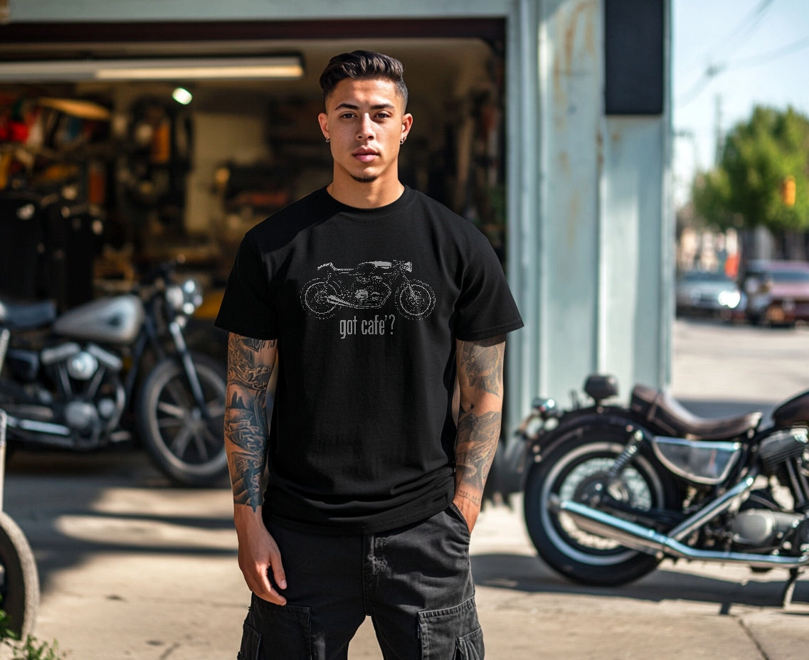 got cafe'? Black Cafe Racer Tee